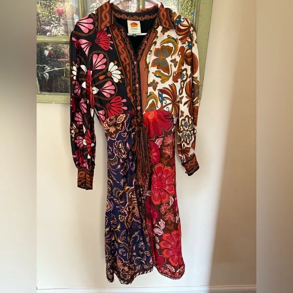 Farm Rio Multicolor Miranda Mix Chemise Midi Dress - Picture 4 of 6